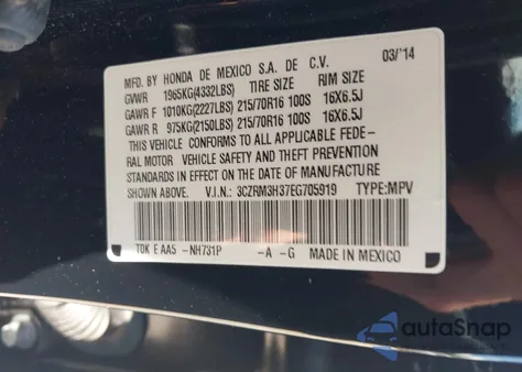 2014 Honda Cr-V Lx z USA, uszkodzony, nr VIN 3CZRM3H37EG705919
